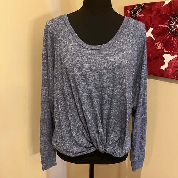 Ugg Fallon Heather Blue Super Soft Knot Front, Raglan, Long Sleeve Tee, size M - Picture 2 of 9